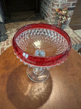 Load image into Gallery viewer, Vintage Ruby Flash Diamond-Cut Glass Compote / Pedestal Bowl
