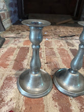 Load image into Gallery viewer, Pair of Vintage Pewter Candlesticks – Colonial Revival Style (Marked)
