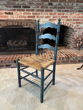 Load image into Gallery viewer, Green Farmhouse Ladder Back Chair with Woven Seat
