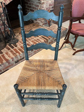 Load image into Gallery viewer, Green Farmhouse Ladder Back Chair with Woven Seat
