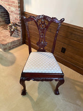 Load image into Gallery viewer, Heavily Carved Chippendale Side Chair with Fan-Pattern Upholstery
