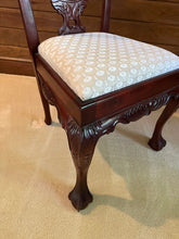 Load image into Gallery viewer, Heavily Carved Chippendale Side Chair with Fan-Pattern Upholstery
