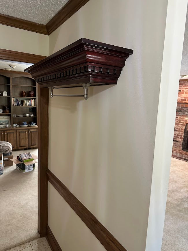 Traditional Mahogany Wall Shelf with Hanging Bar