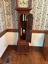 Load image into Gallery viewer, Sligh “John Goddard Newport” Grandfather Clock – Handcrafted Cherry Longcase Clock
