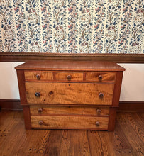 Load image into Gallery viewer, Antique Tiger Maple Empire Dresser – Rare 19th-Century Chest of Drawers
