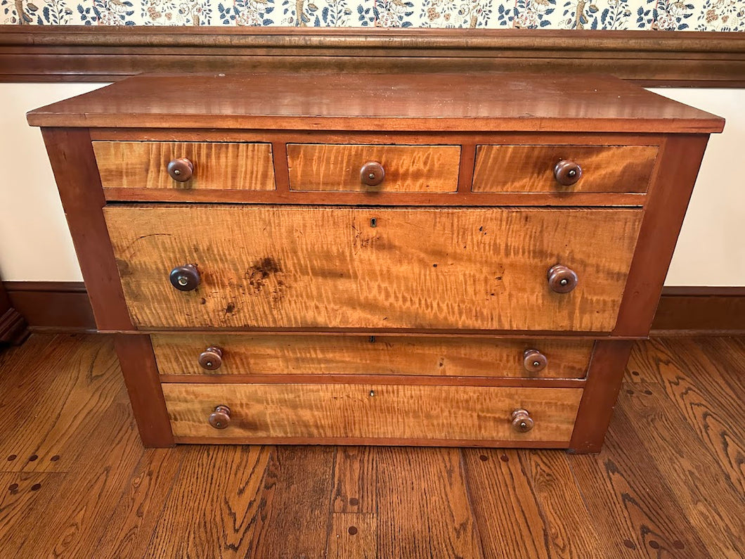 Antique Tiger Maple Empire Dresser – Rare 19th-Century Chest of Drawers