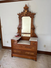 Load image into Gallery viewer, Antique Victorian Dresser with Split Marble Top and Mirror
