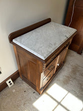 Load image into Gallery viewer, Antique Eastlake Marble-Top Wash Cabinet with Carved Detailing
