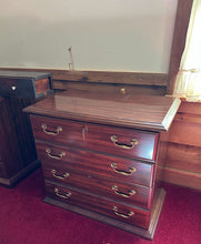 Load image into Gallery viewer, 2-Drawer File Cabinet with Laminate Top and Brass Pulls
