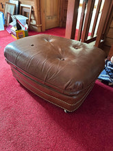 Load image into Gallery viewer, Leathercraft Tufted Leather Rolling Ottoman in Classic Brown
