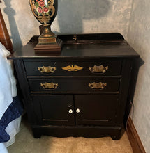 Load image into Gallery viewer, Antique Black Wash Cabinet with Backsplash
