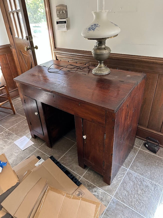 Antique Primitive Worktable / Washstand Cabinet