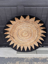 Load image into Gallery viewer, Large Handwoven Wall Hanging – Natural Seagrass &amp; Black Sunburst Round Wall Decor
