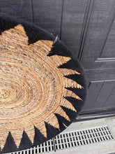 Load image into Gallery viewer, Large Handwoven Wall Hanging – Natural Seagrass &amp; Black Sunburst Round Wall Decor

