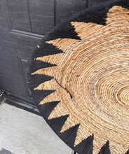 Load image into Gallery viewer, Large Handwoven Wall Hanging – Natural Seagrass &amp; Black Sunburst Round Wall Decor
