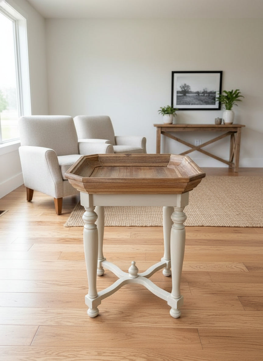 Pier 1 “Amelia” Square Side Table – Distressed Two-Tone Wood Finish - 3 Available