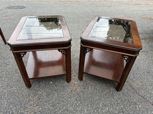 Load image into Gallery viewer, Pair of Lane Chinese Chippendale Glass-Top Side Tables
