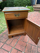 Load image into Gallery viewer, Solid Wood Nightstand with Drawer, Cabinet &amp; Glass Top
