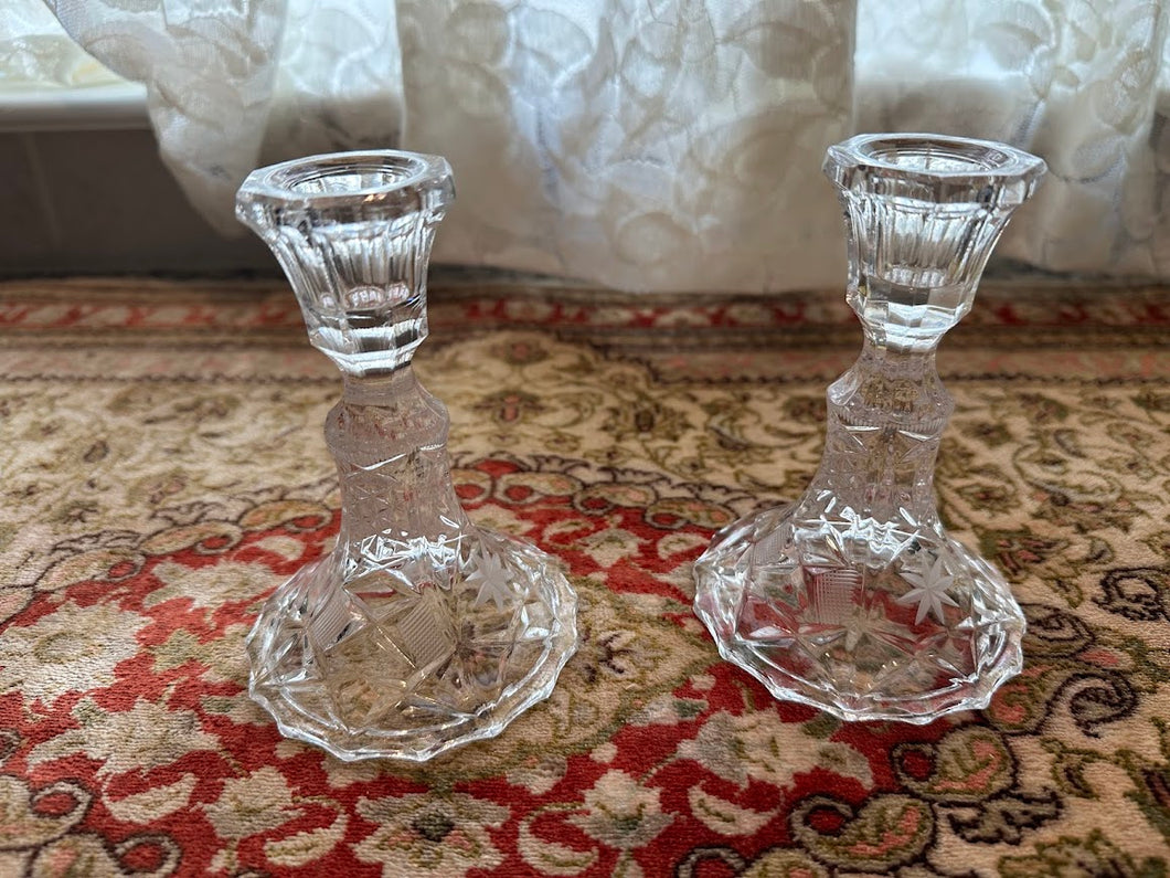 Wara Lead Crystal Candlestick Holders – Pair of 5