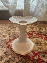 Load image into Gallery viewer, Lenox “Symphony” Porcelain Candlestick Holders – Pair of Ivory &amp; 24K Gold Trim Candle Holders, Made in USA
