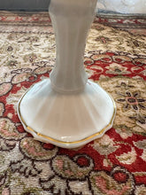 Load image into Gallery viewer, Lenox “Symphony” Porcelain Candlestick Holders – Pair of Ivory &amp; 24K Gold Trim Candle Holders, Made in USA
