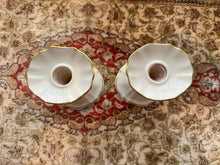 Load image into Gallery viewer, Lenox “Symphony” Porcelain Candlestick Holders – Pair of Ivory &amp; 24K Gold Trim Candle Holders, Made in USA
