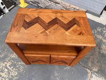 Load image into Gallery viewer, Oak Chevron Accent Cabinet – Mid-Century Modern Style Storage Table
