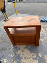 Load image into Gallery viewer, Oak Chevron Accent Cabinet – Mid-Century Modern Style Storage Table
