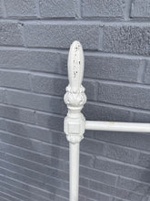 Load image into Gallery viewer, Antique White Iron Twin Bed Frame – Ornate Cast Iron Design with Optional Custom Mattress
