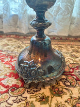 Load image into Gallery viewer, Vintage Silverplate Candelabra Set – Ornate 14" Two-Arm Candle Holders with Rose Motif Base &amp; Patina Finish (5" Base)
