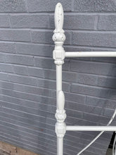 Load image into Gallery viewer, Antique White Iron Twin Bed Frame – Ornate Cast Iron Design with Optional Custom Mattress

