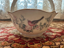 Load image into Gallery viewer, Lenox Serenade Porcelain Basket – 5.5&quot; Ivory Floral &amp; Bird Design with 24K Gold Trim, Made in USA
