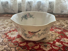 Load image into Gallery viewer, Lenox Serenade Fluted Bowl – 5.25&quot; Ivory Porcelain with Bird &amp; Floral Design and 24K Gold Trim, Made in USA
