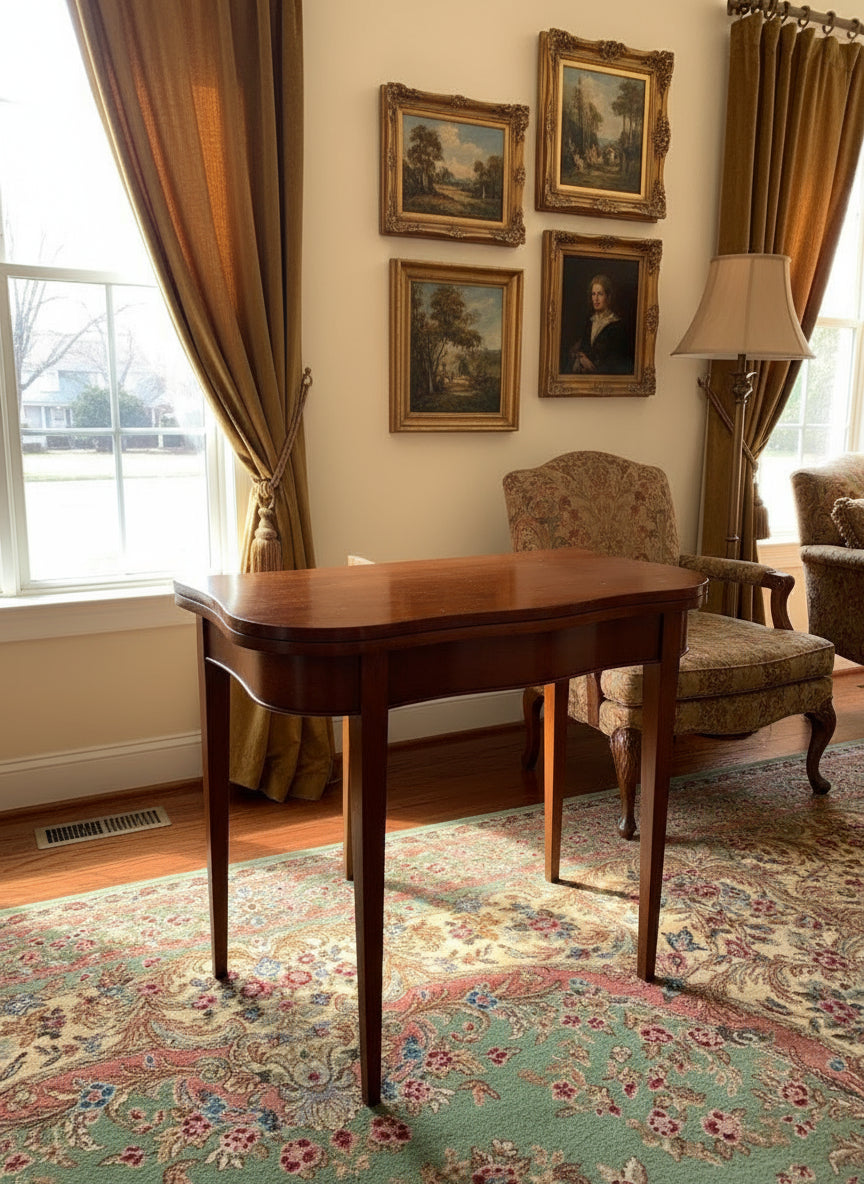 Mahogany Folding Game Table with Swing-Leg Support