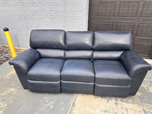 Load image into Gallery viewer, La-Z-Boy Navy Leather Power Reclining Sofa – Premium Comfort &amp; Classic Style
