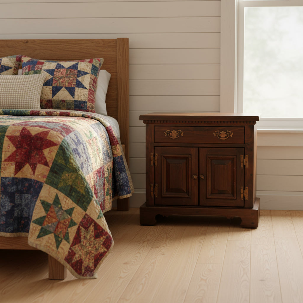 Bennington Pine Nightstand with Lower Cabinet – Solid Craftsmanship