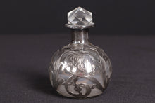 Load image into Gallery viewer, Art Nouveau Sterling Silver Overlay Cologne/Perfume Bottle w/ Crystal Stopper

