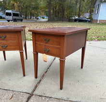 Load image into Gallery viewer, Pair of Genuine Mahogany Two-Drawer End Tables – Classic Traditional Design
