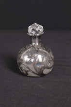 Load image into Gallery viewer, Art Nouveau Sterling Silver Overlay Cologne/Perfume Bottle w/ Crystal Stopper
