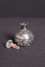 Load image into Gallery viewer, Art Nouveau Sterling Silver Overlay Cologne/Perfume Bottle w/ Crystal Stopper

