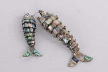 Load image into Gallery viewer, Set of 2 Vintage Articulated Abalone Shell Fish Figurines – 8&quot; &amp; 5&quot;
