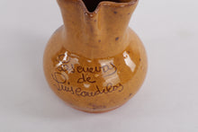 Load image into Gallery viewer, Handmade Spanish Pottery Pitcher – “Las Cuevas de Luis Candelas” Souvenir, 4&quot; Tall
