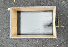 Load image into Gallery viewer, Black Storage Footstool with Beige Upholstered Top – 16&quot;x11&quot;x10&quot; Ottoman with Brass Handles &amp; Ball Feet
