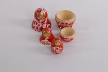 Load image into Gallery viewer, Hand-Painted Russian Matryoshka Nesting Dolls – Red Floral, 6-Piece Set
