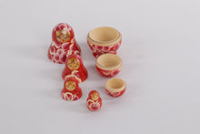 Load image into Gallery viewer, Hand-Painted Russian Matryoshka Nesting Dolls – Red Floral, 6-Piece Set
