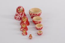 Load image into Gallery viewer, Hand-Painted Russian Matryoshka Nesting Dolls – Red Floral, 6-Piece Set
