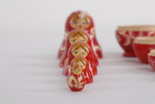 Load image into Gallery viewer, Hand-Painted Russian Matryoshka Nesting Dolls – Red Floral, 6-Piece Set
