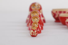 Load image into Gallery viewer, Hand-Painted Russian Matryoshka Nesting Dolls – Red Floral, 6-Piece Set
