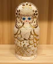 Load image into Gallery viewer, Large Hand-Painted Russian Matryoshka Nesting Doll – Signed Golden Floral Babushka Figure
