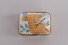 Load image into Gallery viewer, Hand-Painted Limoges France Porcelain Trinket Box – Script &amp; Quill Design
